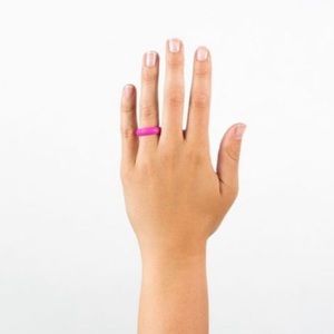 QALO Women's Outdoors Medical Grade Silicone Wedding Ring Pink Compass Size 5